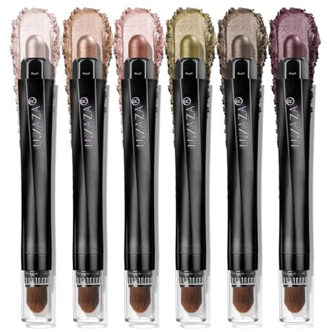 LUXAZA PRO Glanz-Lidschattenstift Make-up 6-teiliges Set, Pink Metallic Matt-Creme-Lidschatten Eyeliner-Aufheller-Bleistift-Stifte - DESERT WILD