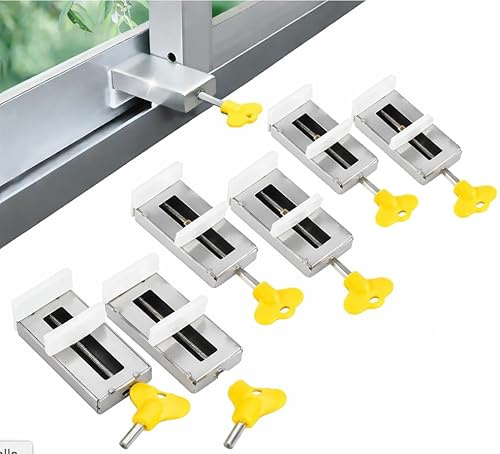 AG LogiShop Pack 6 Cierre Ventana Corredera | Cerradura Puerta Corredera | Seguridad Ventanas Niños y Bloqueo Ventanas Correderas