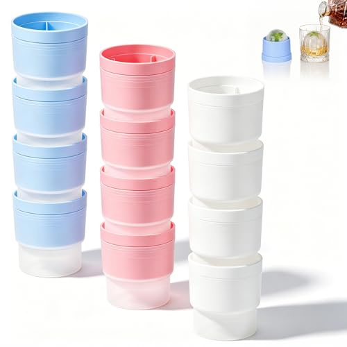 Ice Ball Mould 12 Pack, 2.5 Inch Large Ice Cube Moulds, Silicone Round Ice Cube Moulds with Lid, Easy Release Giant Ice Ball Maker for Whiskey, Cocktails, Bourbon, Drinks