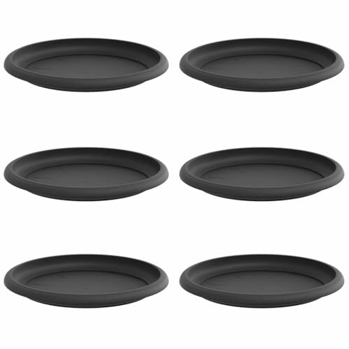 hliofuir Set di 6 sottovasi rotondi, diametro 19 cm, moderni vasi per piante in plastica, sottovasi neri per vasi da fiori per interni ed esterni, 6 pezzi