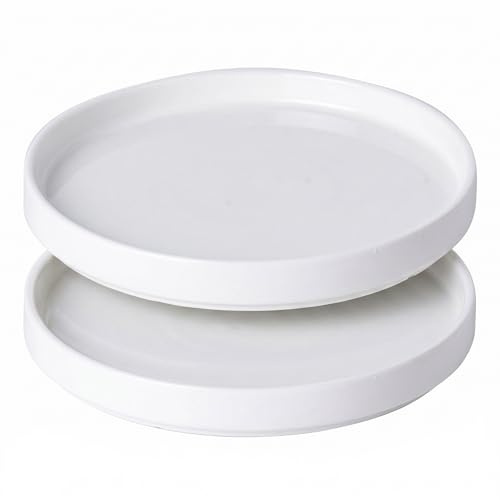 PithCogent Sottovasi per vasi da Fiori, Confezione da 2 sottovasi per vasi da Fiori, vassoi raccogligocce per Piante in Ceramica Premium, Bianco, 13, 8 cm (5, 43 Pollici)