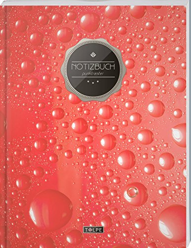 TULPE Punktraster Notizbuch A4 „C009 Roter Regen“ (140+ Seiten, Vintage Softcover, Punktkariertes Papier - Bullet Journal, Dickes Notizheft, ... Gepunktete Seiten, Dot Grid Notebook)