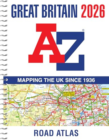 Great Britain A-Z Road Atlas 2026 (A4 Spiral): Easy to read map of Great Britain in A4 size with spiral binding