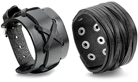 OIDEA ECHT Retro Breits Herren Kunstleder Armband Punk Style, Rock Manschette Wrap für Männer Junge Einstellbar