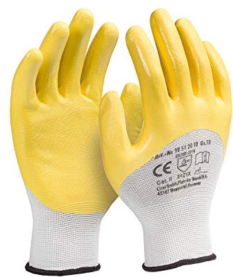 Colorus 12 Paar Profi Arbeitshandschuhe Gr. 9 (L) | Glatte feine Nitril Handschuhe | Gartenhandschuhe Haushaltshandschuhe | Montagehandschuhe Nitril-Handschuhe | Handschuhe Baustelle, Arbeit