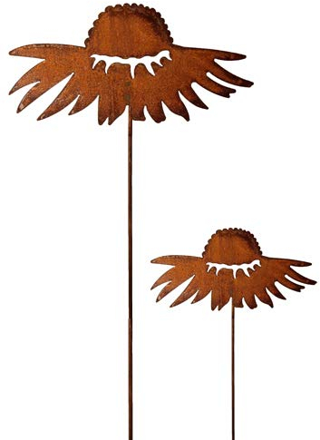 Bornhöft Lot de 2 piquets de jardin en métal rouillé - Décoration de jardin - Chapeau de soleil - Décoration rouillée