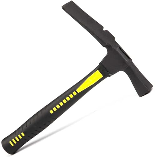 Maurerhammer 600g | Berliner Form | rutschfester Griff | schwarze Glasfaserstiel mit Warnfarbe Gelb | Hammer Maurer Mehrfarbig
