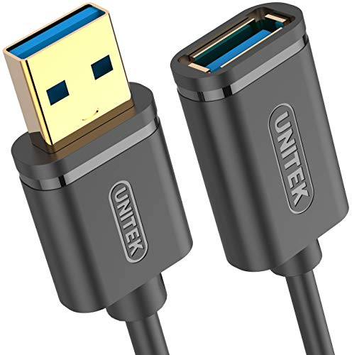 UNITEK Cavo di Prolunga USB SuperSpeed 3.1 Gen 1 │ 3 Metri, A Maschio a A Femmina │ Per Stampante, Mouse, Tastiera, Lettore di Schede │ 5Gbps, Plug&Play │ Contatti Placcati Oro, Nero