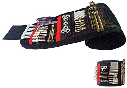 AKT Starkes Magnetisches Armband Handgelenkstütze für Schraubennagelhalter Armband Band Werkzeug Armband Beuteltasche Schrauben Bohrer Halten