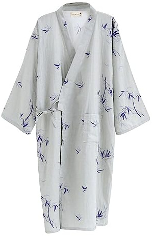 G-LIKE Kimono giapponese camicia da notte, accappatoio tradizionale Haori Yukata, 100% cotone, primavera, estate, da sauna, leggero e sottile, biancheria da notte per uomo e donna Da uomo L