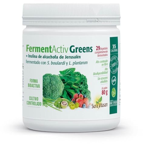 SURA VITASAN FermentActiv Greens 80 g – Suplemento en Polvo de 29 Vegetales y Superalimentos Fermentados con Inulina – Apoyo a la Salud Intestinal y Alta Biodisponibilidad – Vegano y sin Gluten