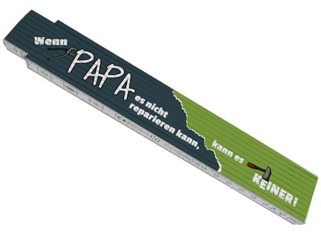 Meterstab aus Holz mit Spruch: Wenn Papa es nicht reparieren kann, kann es keiner! Vatertag Geschenk Zollstock Metermaß Gliedermaßstab Herrentag Handwerker Baustelle Werkstatt
