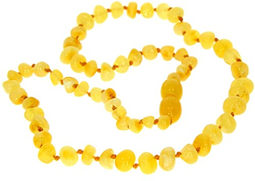 SilverAmber Jewellery - Collar de ámbar báltico - Limón - Pulido - Cuentas de ámbar 100% genuinas - Tamaño: 70 cm - NBARLEM70