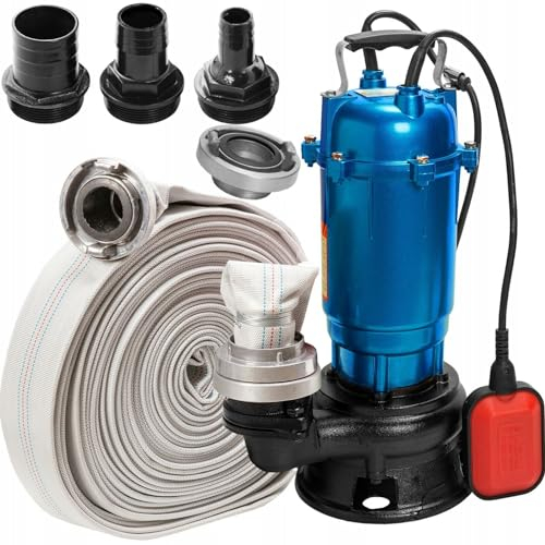 Heavy Duty Flood & Sewage Water Pond Drain Septic Sump Cesspool Grinding Pump with 20m or 30m FIRE Hose (with Float Switch)