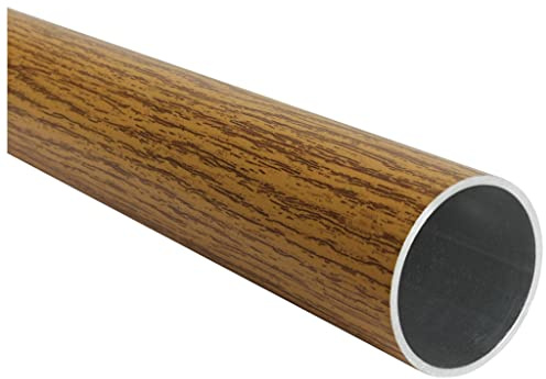 TIBU Aluminium Rundrohr Ø 43 x 2 mm Holz - Eiche (hell) Holzdekor Länge: 1000 mm / 100 cm / 1,0 m