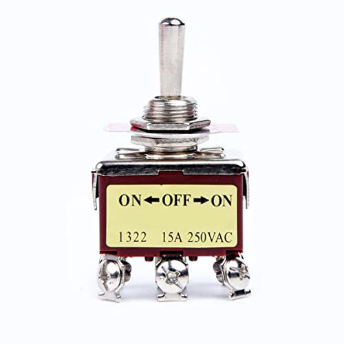 Interruptor de palanca 250 V 15 A ON/OFF/ON 6 pines de hierro 3 posiciones Metal miniatura Rocker interruptor de palanca E-TEN-1322 para vehículos marinos de camiones