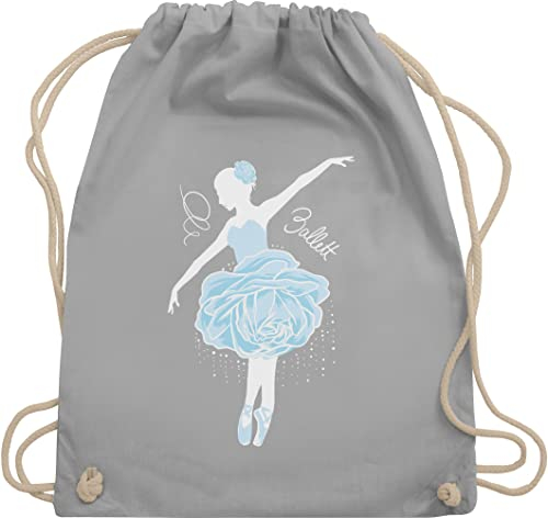 Turnbeutel Rucksack - Tanzen Geschenk - Ballerina - weiß/blau - Unisize - Hellgrau - kinderturnbeutel dance ballett taschen sport tasche kinder tanz bag damen mit spruch tanzsport beutel tänzer