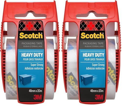 3M Scotch Handabroller für Paketklebeband, 48 mm x 20,3 m, Transparent - Ideal zum Verschließen von Paketen und Kartons (Packung mit 2)