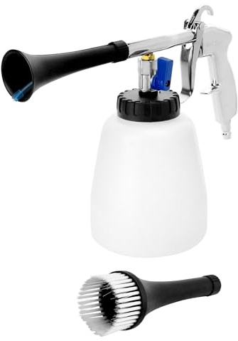 QWORK® Reinigungspistole, 6.5-9.2Bar,druckluft reinigungspistole mit Schaumflasche und Bürste, für den Autoinnenraum