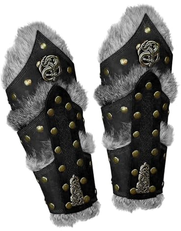 Beedozo Armschienen Mittelalter Wikinger Armschienen Mittelalterliche Gürtel-Leder-Schnalle-Armschienen, Handgefertigte Retro Armschützer Armstulpen Für Festival-Kostüme