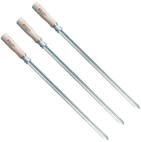 Brazilian Flame 3 Single Skewer for Rotisserie Grill, Perfect for Grilling Koubideh Chicken and Kebabs, Stainless Steel Skewers Flat, Dishwasher Safe, Rust Resistant, Kabob Skewers for Grilling