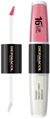 NUOVO Dermacol - Colore labbra 16 ore, lucidalabbra ad alta pigmentazione, lucidalabbra bifasico, trucco labbra a prova di bacio con finitura opaca e brillantezza, no. 16, Classy Sassy