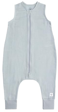 Casual barn sovoverall ärmlös 1,0 tog andas av muslin GOTS certifierad/sovjumper puder blå, storlek 110/116