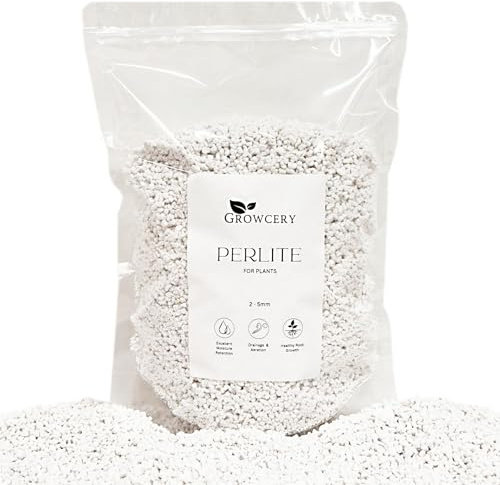 Growcery Premium Perlite for Plants (3–5mm Grade) – Reusable Grip-Seal Bag | Aeration & Drainage for Houseplants, Succulents & Seedlings | (20L)