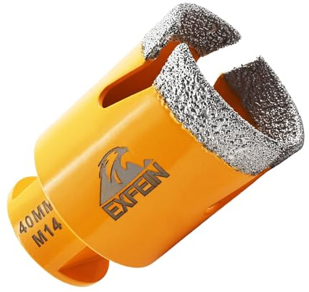 EXFEIN Diamond Core Drill Bit - 40MM Tile Hole Saw Drill Bit for Drilling Ceramic Porcelain Tile Marble Brick Granite M14 Thread Dry Core Drill Bit