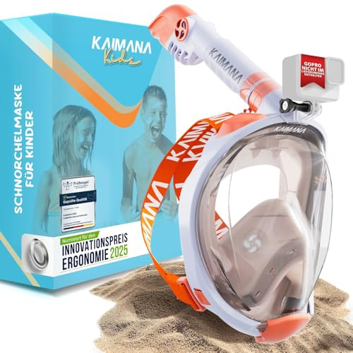Die Preisgekrönte KAIMANA® Schnorchelmaske Kinder inkl. Tragetasche - absolut CO₂ sichere Tauchmaske Kinder - Tauchermaske - Taucherbrille Kind 4 Jahre - Schnorchelmaske