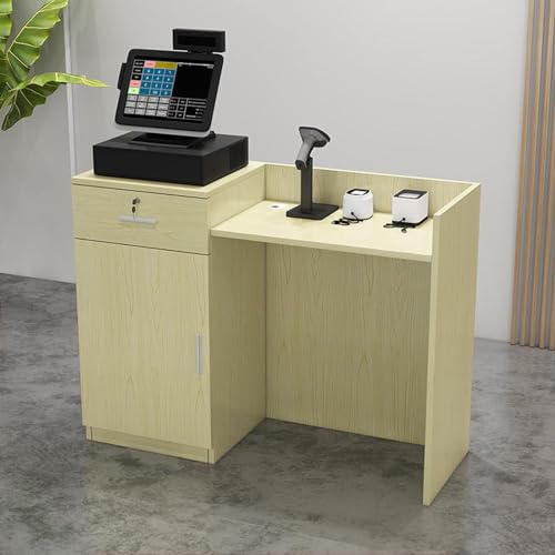 Kommerzieller Empfangstresen, Kassenschalter mit Abschließbarer Schublade, Schminktisch, Hölzerner Computertisch Empfangstisch, Für Bar Schönheitssalon Bekleidungsgeschäft