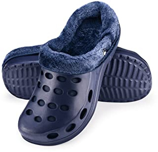 ESTRO Pantofole Donna Invernali Chiuse - Ciabatte Giardino Uomo Zoccoli Gomma con Pelo Zoccoli Donna Invernali A01 (40, Blu Scuro)