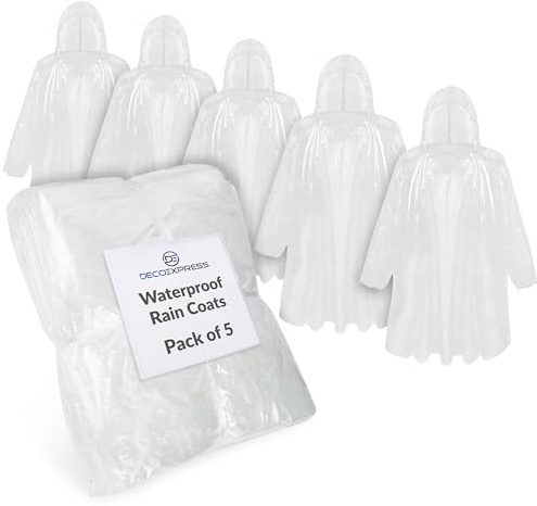 CityComfort Poncho Pluie Imperméable Garçon, Poncho Pluie Enfant Transparent Jetable - Multipack pour Enfants (Blanc 5 Pack)
