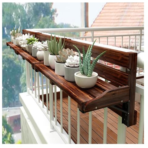 Hängetisch für Balkongeländer，Balkontisch zum Einhängen,Balkonhängetisch Klappbar,Balkontisch zum Hängen,wetterfest，höhenverstellbar Hängetisch，Balkon Garten Terrasse(A-L60*W20CM/L23.6*W7.9IN)