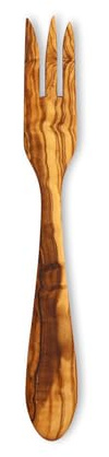 Justa la Fusta - Tenedor de puntas finas tamaño mesa de madera de olivo fabricada a mano en España, utensilio de cocina en olivo artesanal - 22cmsx3cms - 27gr