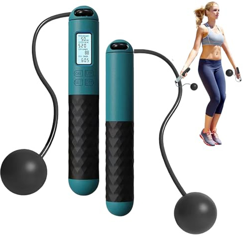 Ropeless Skipping Rope, Cordless Skipping Ropes for Adults, Wireless Skipping Rope with Counter, Smart Digital Gravity Ball Jump Rope without Rope for Home Workout Equipment for Women Men
