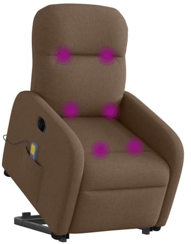 vidaXL Elektrischer Massagesessel mit Aufstehhilfe Braun Stoff, Relaxsessel, Sessel mit Aufstehhilfe, Massagestuhl, Sessel, Sessel mit Massagefunktion