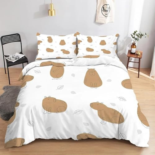 YZQGLHP DolphinBedding Single Bed Set - Beaver Duvet Cover Sets 3 Pieces - Reversible Printed Quilt Cover and 2 Pillowcases - Soft Brushed Microfiber, with Zipper Closure