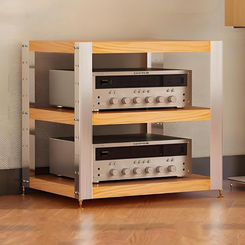YQMHEZ Audio Rack HiFi Regal, bodenstehendes HiFi Rack, Record Player Stand for zu Hause, mit höhenverstellbarem Phonoschrank, multifunktionalem offenen Aufbewahrungsregal(Cherry,24.6x18.7x22.6)