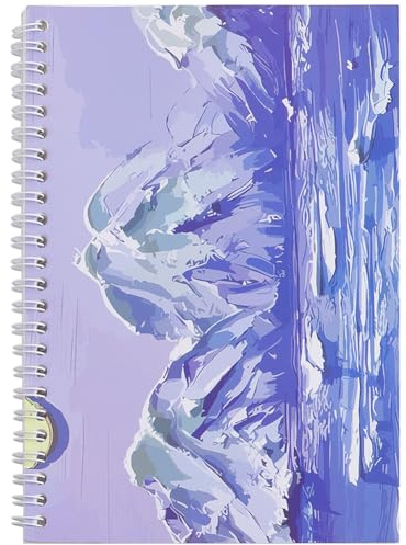 SOFPLATE Cuaderno de Pegatinas Reutilizable A5, sin Forro, 8.3x6 pulgadas, Colección de Pegatinas Adhesivas de Invierno con Diseño de Montaña Nevada, Papel En Blanco, Libreta de Espiral para Mujer, So