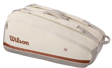 WILSON Roland-Garros 2025 Super Tour Tennis Racket Bag - Cream/Clay, Holds up to 9 Rackets