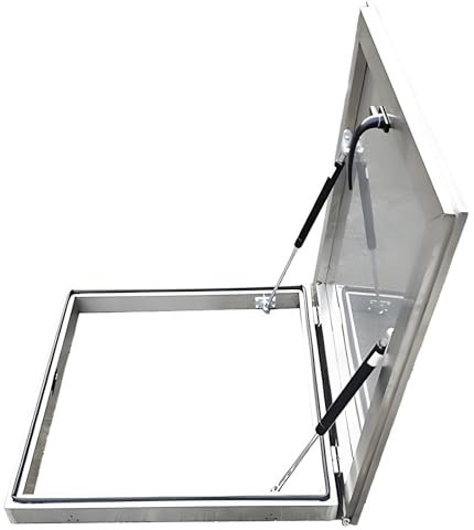 Window Well Covers, Stainless Steel Roof Deck Hatch, Window Well Covers, Roof Window And Skylight Basement Daylighting Door, Cellar Cover Basement Exit Lid Rectangle, Roof Hatch for Attic/Ba