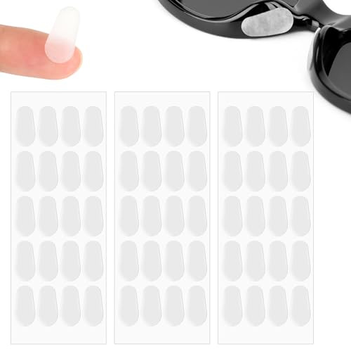 KILDOWS 30 Paires Coussinet Lunettes Nez en Silicone, Plaquettes de Nez Lunettes Antidérapant, Coussinets Nasaux Adhésif pour Lunettes de Soleil Spectacles, Transparent