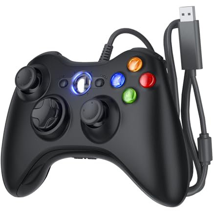 Controller for Xbox 360 Console, USB Gaming PC Gamepad, Upgraded Design Ergonomic Cable for Xbox 360 Slim and PC with Windows XP/Vista/7/8/8.1/10
