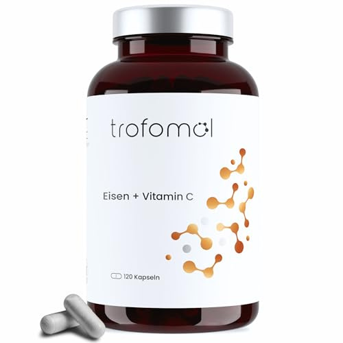 Eisen + Vitamin C – 120 vegane Kapseln – Eisenbisglycinat & 100 mg Vitamin C – laborgeprüft – ohne Zusatzstoffe & frei von Gentechnik