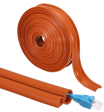 sourcing map 20ft Cable Management Sleeve, 1/4 Inch ID Flexible Cord Wires Hider Cover Insulation Snap-fit Protector for Substation, High-voltage Electrical Networks, Red