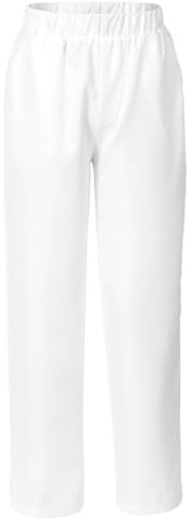 AUYAO Pantalon de Sanitaire pour Femme Homme, Pantalon Taille Elastique de Travail Blanc, Uniforme Medicales Unisex, Convient pour Clinique Hôpital Nettoyage Vétérinaire Santé Hôtellerie(M-2XL)