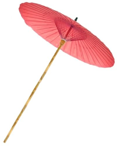 Vintage 6.5ft Chinese Oil Paper Umbrella - UV Waterproof Patio Parasol with Bamboo Pole Large Sunshade for Garden & Beach Red Outdoor Canopy for Sun Protection