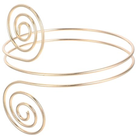 JOINPAYA Bracelet Manchette Punk Spirale en Métal Doré, Brassard pour Femme, Bijou Bras Orné, Style Audacieux, Accessoire Mode, Taille Ajustée, Tenue Urbaine