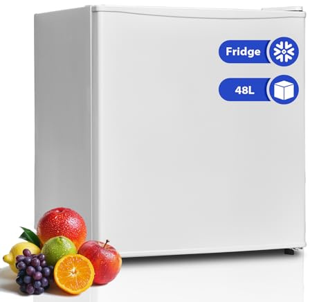 Techomey Table Top Fridge 48L, Mini Fridge with Freezer, Small Refrigerator for Bedrooms, Kitchens, Offices and Dorm Rooms, Silence